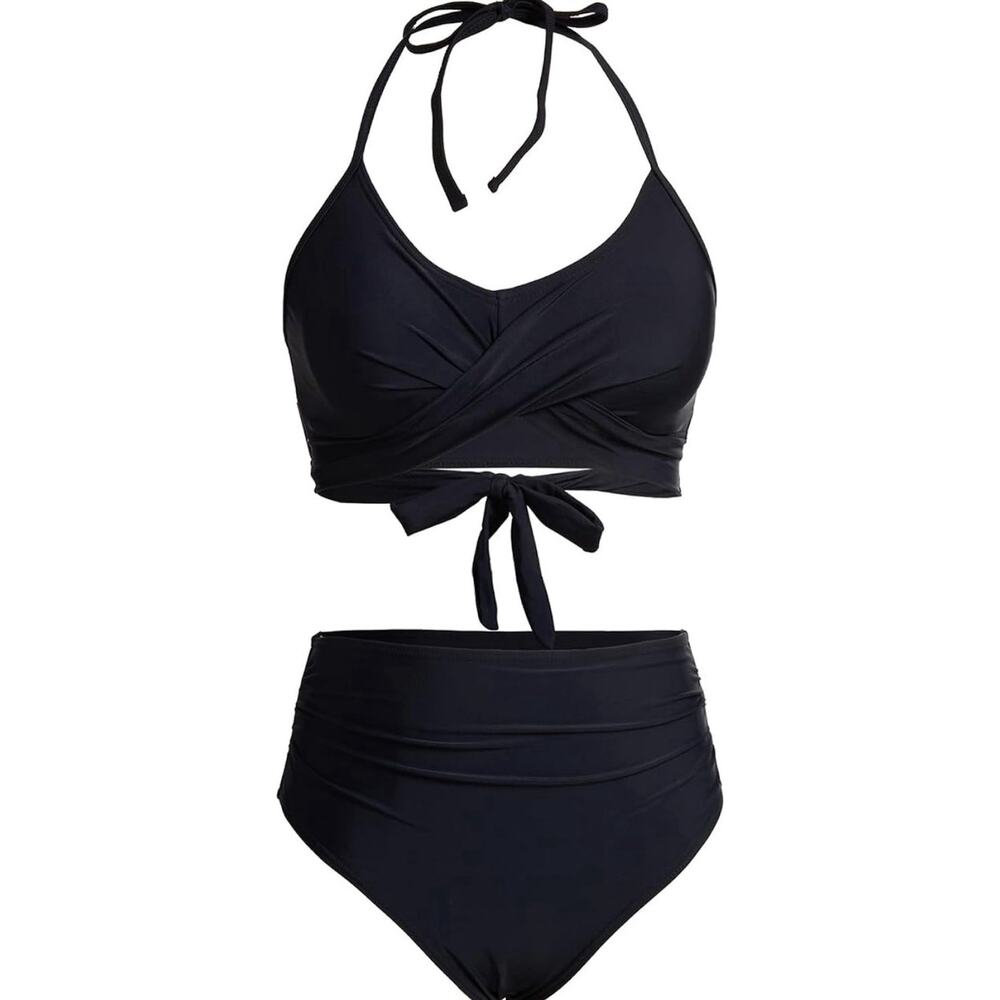 Holipick Women’s Bikini Set 2 pc Size M Black Swimwear Bathing Suit Flattering